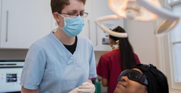 Dentist with a patient