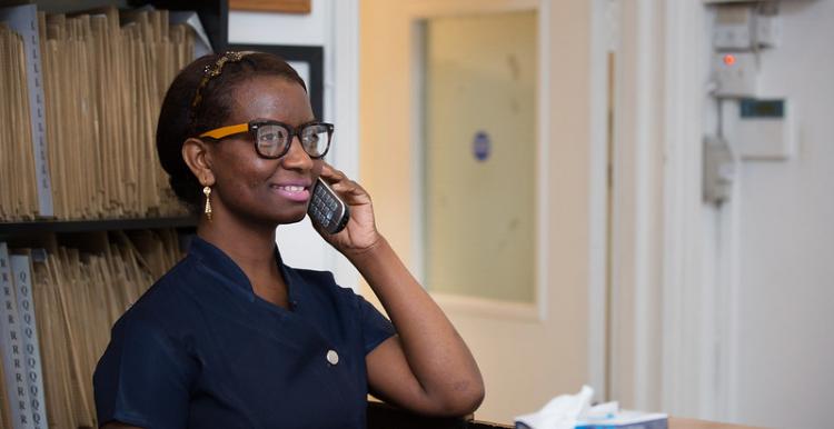 Woman talking on the phone